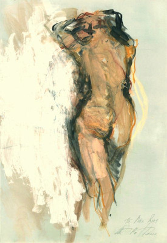 Sketch of a Dynamic Nude Woman Figure