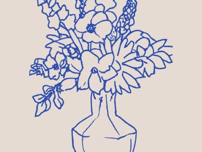 Blue Floral Sketch