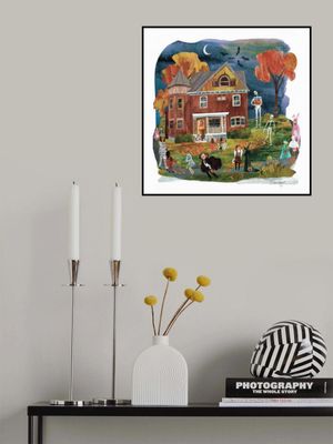 Halloween Night, Whimsical Art, Fun Seasonal Playful illustration