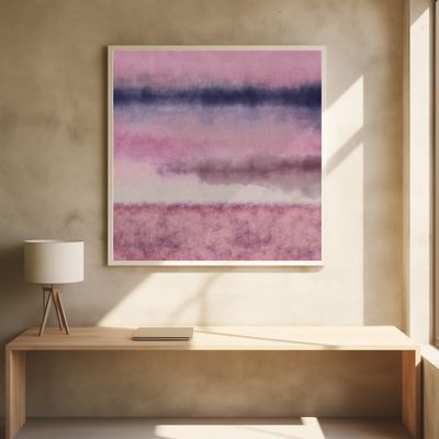 Abstract watercolor landscape in pastel colors no. 4. Pink, violet, white.