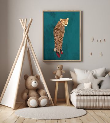 Turquoise cheetah in heels