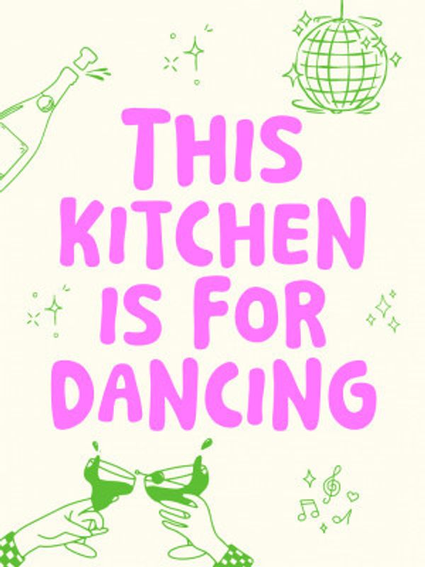 This kitchen is for dancing - creme/pink