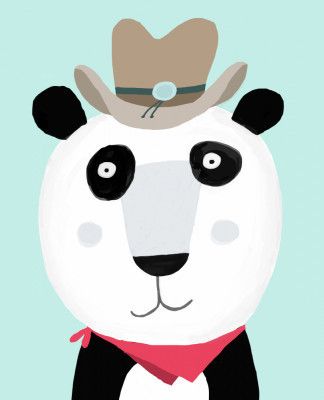Funny Panda with Cowboy Hat by Artist Carla Daly