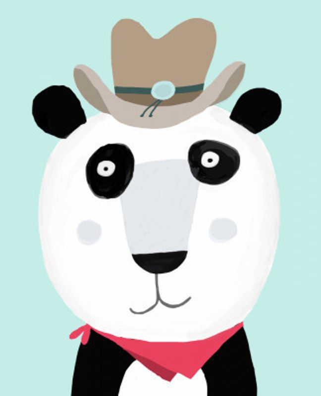 Funny Panda with Cowboy Hat by Artist Carla Daly