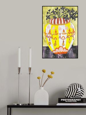 Sprigs Of Berries In A Flowered Vase