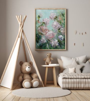 Floral Brushstrokes in Pink and Green