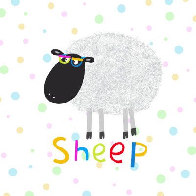 Cute Fluffy Sheep Wearing Colorful Glasses by Artist Carla Daly