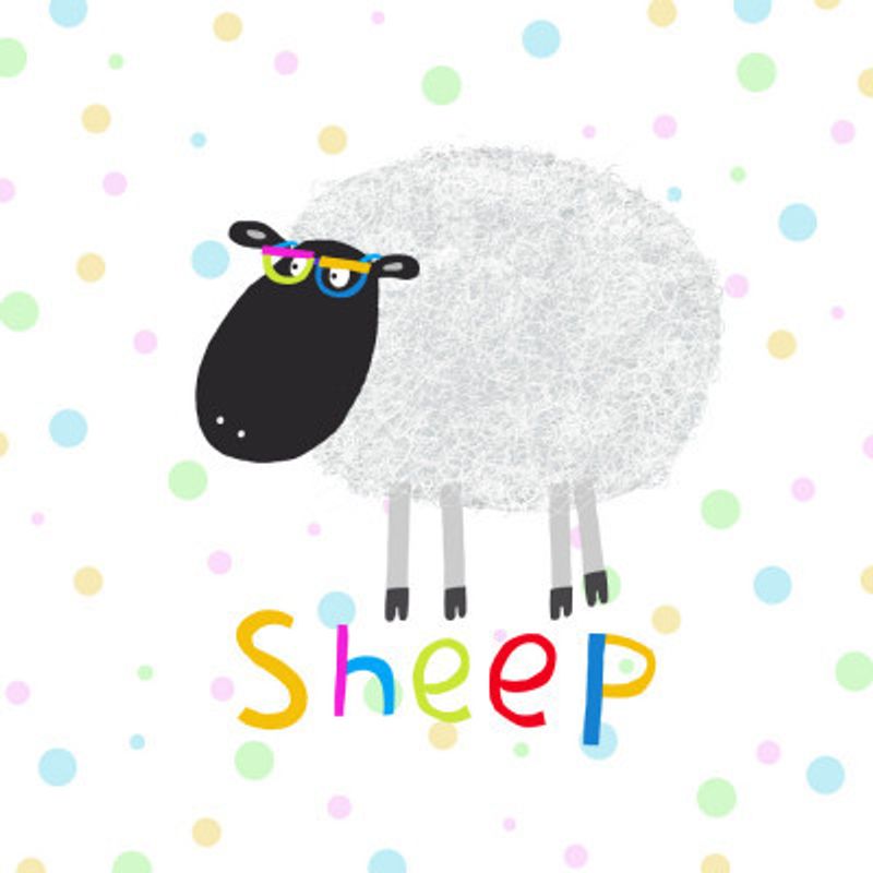 Cute Fluffy Sheep Wearing Colorful Glasses by Artist Carla Daly