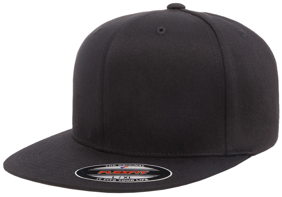 Flexfit keps flat brim fitted black 6277fv - Flexfit