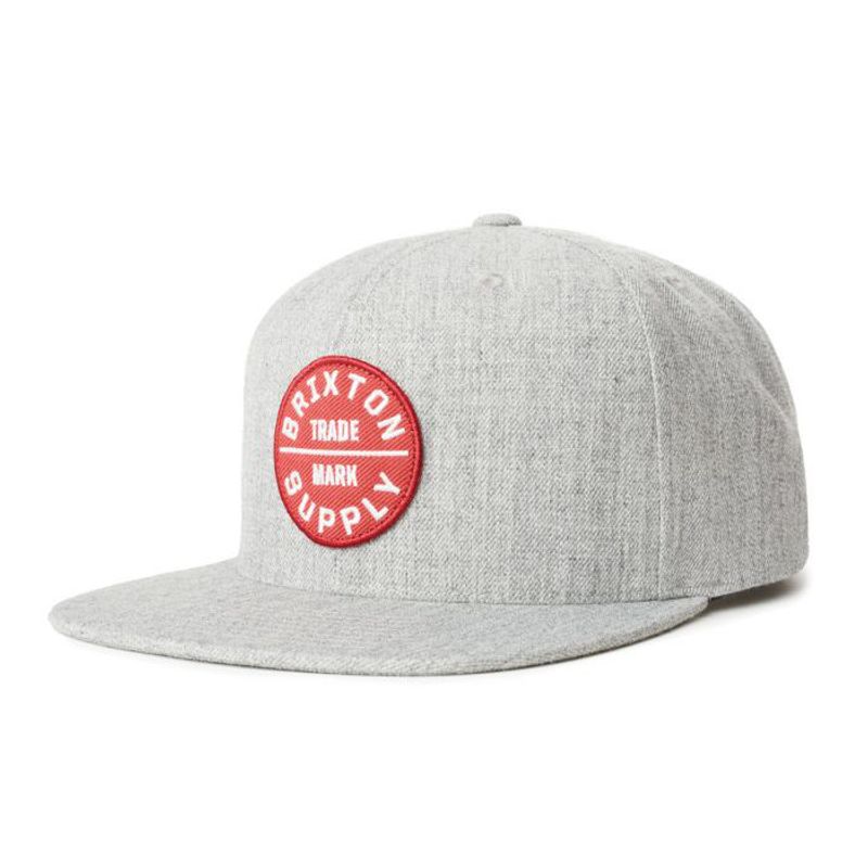 Oath III Snapback Heather Grey/Lava Red med broderad patch logo