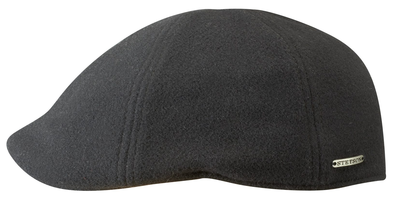 En stilren Gatsby cap från Stetson i svart. Stetson logo i metall baktill.