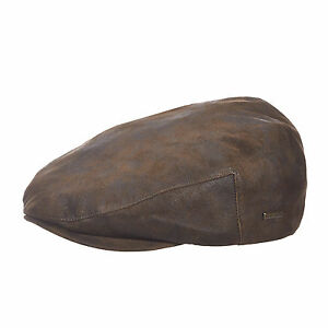 Stetson flat cap leather ivy