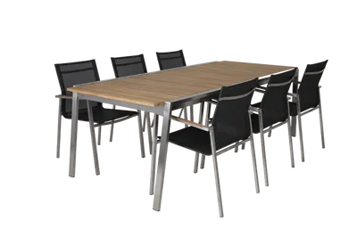 Brafab Naos Matbord 100x220-320 cm Rostfritt Stål/Teak