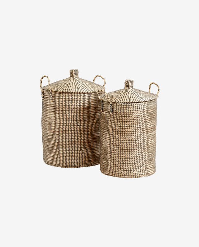 Nordal LAUDY tvättkorg, set om 2 - natur/svart