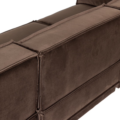 WOOOD Manu Chaise Longue Soffa Höger, Brun Velour