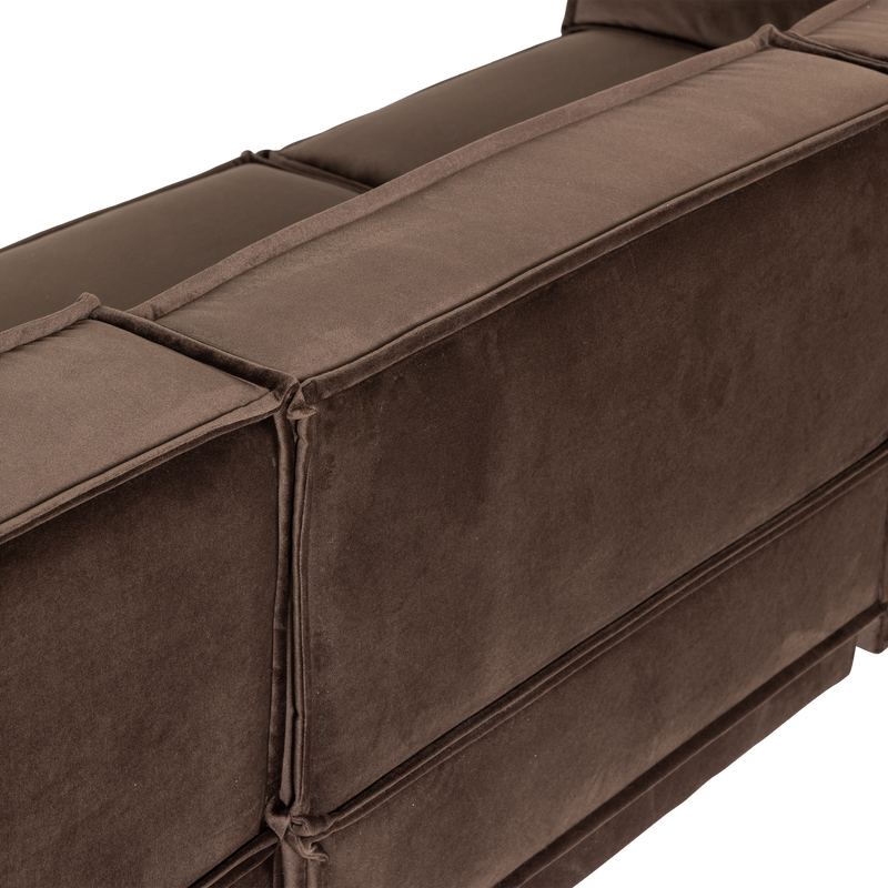 WOOOD Manu Chaise Longue Soffa Höger, Brun Velour