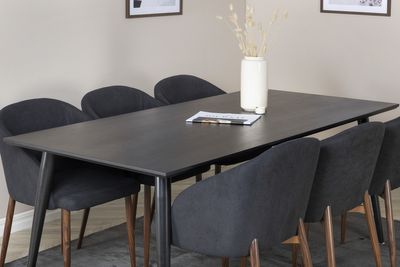 Venture Home Arch & Dipp 6 st Matstolar Svart + Rektangulärt Matbord 180 x 90 Svart