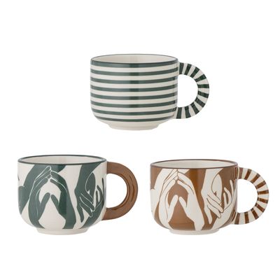 Bloomingville Carim Kopp, Grön, Stengods - 4-pack