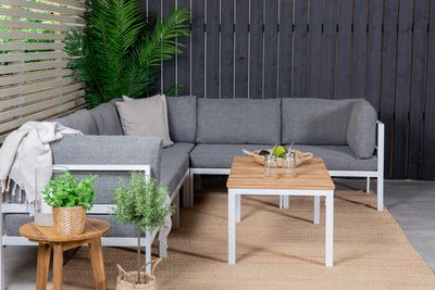 Venture Home Brasilia & Copacabana Soffbord 110 x 60 Natur + Soffmoduler Vit