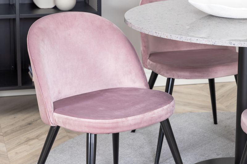 Venture Home Razzia & Velvet Runt Matbord ⌀106 Grå + 4 st Matstolar Gammelrosa
