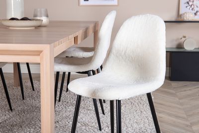 Venture Home Slider & Polar Rektangulärt Matbord 170 x 95 Vitputsad + Matstolar 6-pack Vit