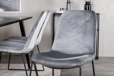 Venture Home Muce & Dipp 6 st Matstolar Grå + Rektangulärt Matbord 180 x 90 Svart