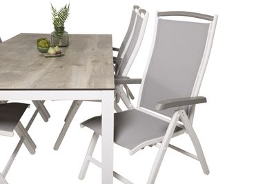 Venture Home Albany & Llama Positionsstolar 2-pack Vit + Rektangulärt Matbord 205 × 100 Grå