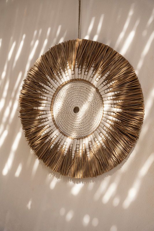 Bazar Bizar The Raffia Macramé Väggdekoration - Vit Natur