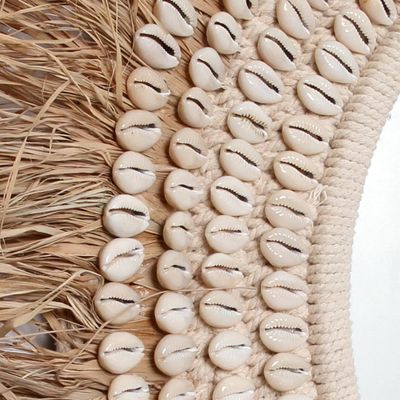 Bazar Bizar The Raffia Cowrie Spegel - Naturvit