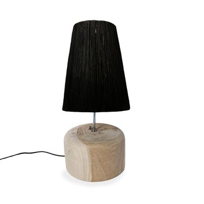 Bazar Bizar Bordslampa i Teak och Raffia - Natursvart