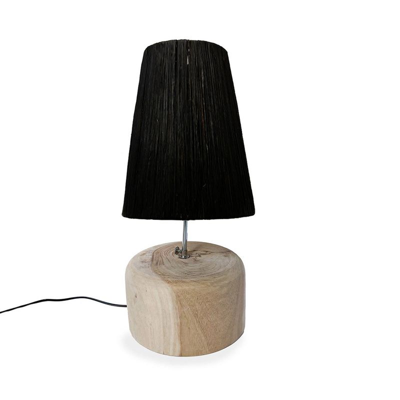 Bazar Bizar Bordslampa i Teak och Raffia - Natursvart