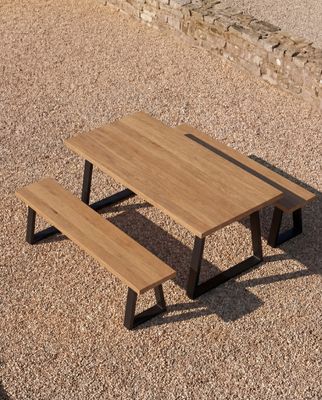 Bazar Bizar bänk med järnben - Natur - 220 cm
