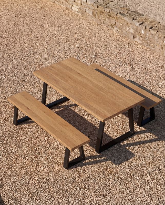 Bazar Bizar bänk med järnben - Natur - 220 cm