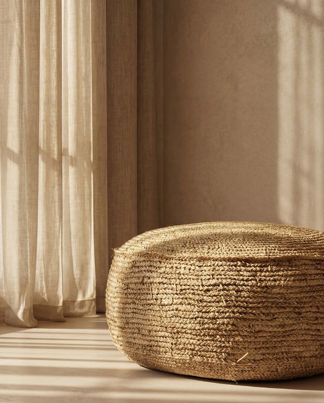 Bazar Bizar The Raffia Flores Puff - Natur