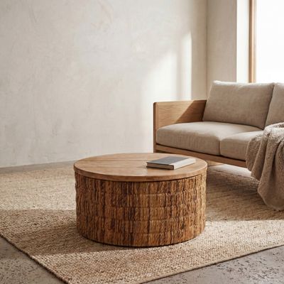 Bazar Bizar Abaca Rund Natur Magani Soffbord - Natur