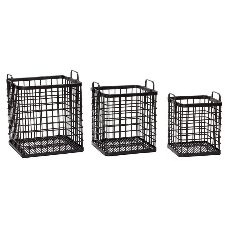 Hübsch Fyrkantiga Korgar Svart (set om 3)
