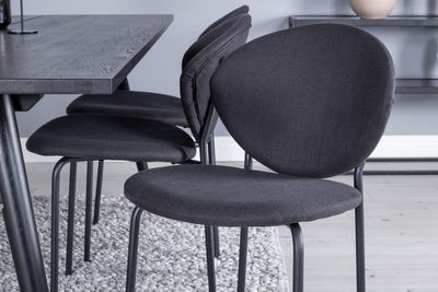 Venture Home Sleek & Vault Rektangulärt Matbord 195 x 95 Svart + 6 st Matstolar Svart