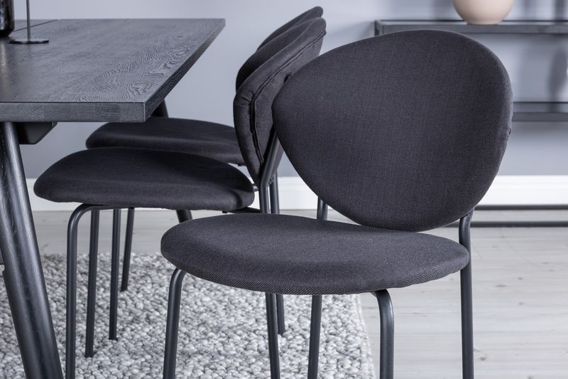 Venture Home Sleek & Vault Rektangulärt Matbord 195 x 95 Svart + 6 st Matstolar Svart