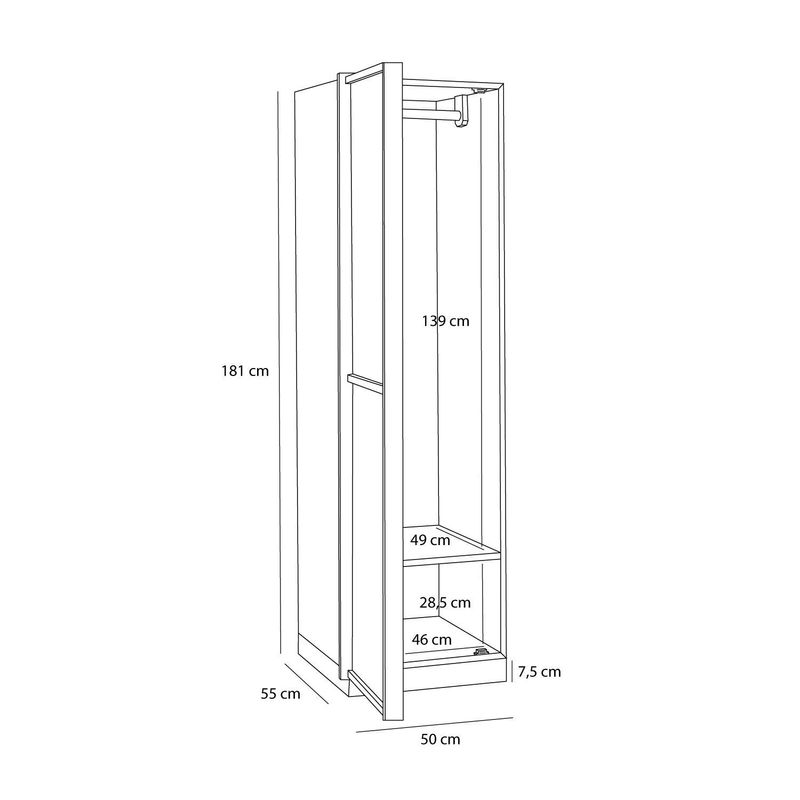 Hübsch Kura Garderob Naturlig 50x55x181cm