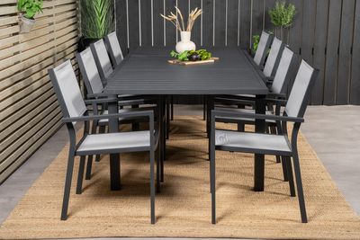 Venture Home Copacabana & Marbella 8 st Matstolar + Rektangulärt Matbord 160 x 100 Svart