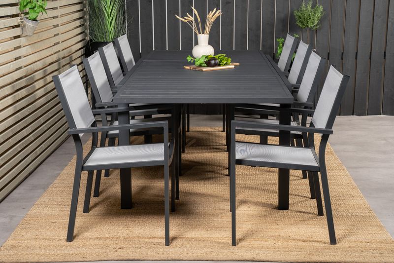 Venture Home Copacabana & Marbella 8 st Matstolar + Rektangulärt Matbord 160 x 100 Svart