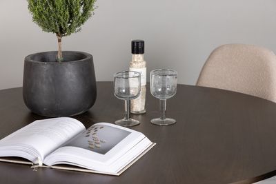 Venture Home Kaseidon & Polar Runt Matbord ⌀100 Mörkbrun + 4 st Matstolar Beige