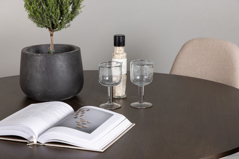 Venture Home Kaseidon & Polar Runt Matbord ⌀100 Mörkbrun + 4 st Matstolar Beige