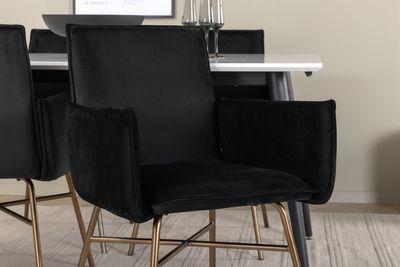 Venture Home Jimmy & Petra Rektangulärt Matbord 150 x 90 Vit + 4 st Matstolar Svart