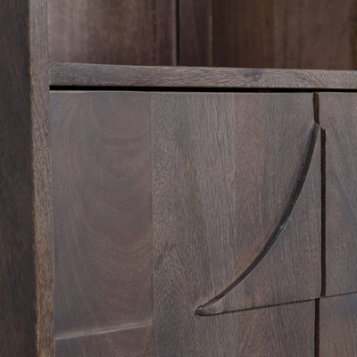 WOOOD DRAW 4-Dörrars Förvaringsskåp med Öppet Fack i Mango Valnöt