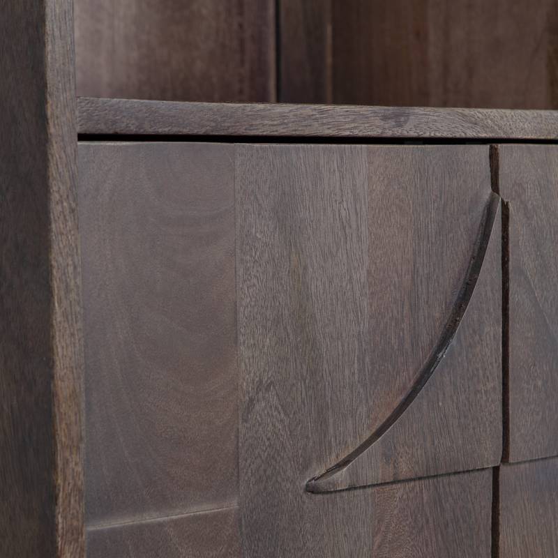 WOOOD DRAW 4-Dörrars Förvaringsskåp med Öppet Fack i Mango Valnöt