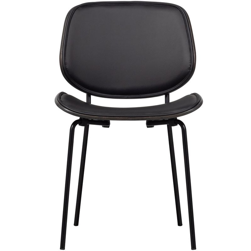 WOOOD CLOSE IN Matstol - Svart Läderlook och Multiplex 2 st