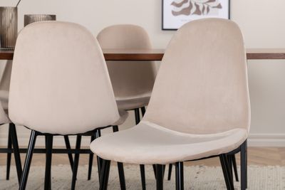 Venture Home Uno & Polar Rektangulärt Matbord 200 x 90 Natur + 6 st Matstolar Beige