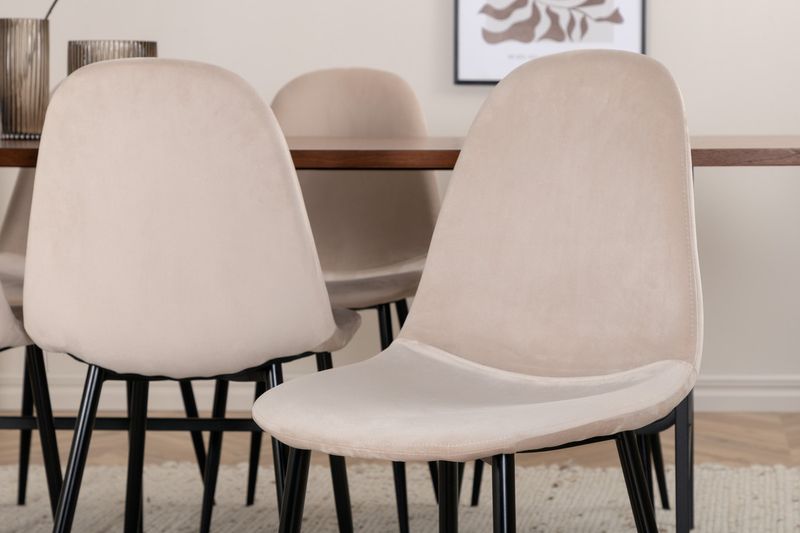 Venture Home Uno & Polar Rektangulärt Matbord 200 x 90 Natur + 6 st Matstolar Beige