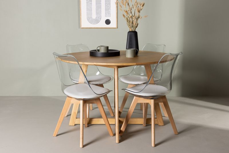 Venture Home Yakidon & Edvin Runt Matbord ⌀120 Brun + 4 st Matstolar Natur